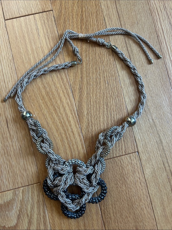 Banana Republic Jewelry - Handwoven Braided Rope Necklace in Taupe and Black